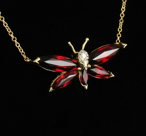 COLLAR MARIPOSA FINO DIAMANTE TURMALINA RUBELITA NATURAL 4,76ctw ORO 18K - Imagen 7 de 10