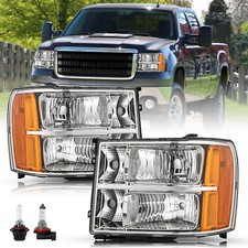 For 2007-2013 Gmc Sierra 1500 2500hd 3500hd 2pcs Factory Headlights W Bulbs Lr