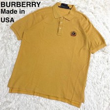Men size M Polo 90S Vintage Burberry Polo Shirt Embroidered Logo Made In Usa Yel