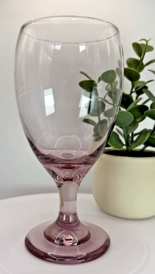 Libbey Premier Plum Pink Rose Stemmed Water Glass Spring Summer Elegant Table
