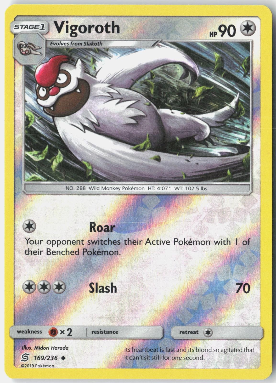 Vigoroth 169/236 Uncommon Unified Minds Pokemon Reverse Holo Lightly Played