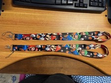 2x Nintendo Super Mario Luigi Game Lanyard ID Badge Holder Nylon Strap Keychain