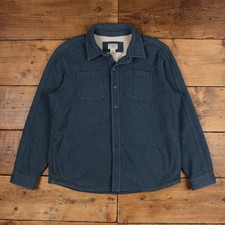 L.L. Bean Workwear Shirt XL Mens Button Sherpa Lined Overshirt Heavyweight Blue