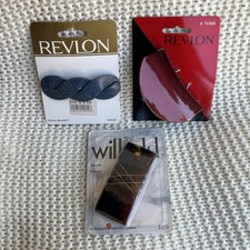 Lot Of 3 Vtg New 90s Revlon Hair Clip Barrettes Dark Red Blue Brown Clips