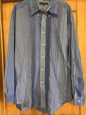 Tommy Hilfiger XL Button Up Blue Crest Logo Dress Shirt Long Sleeves