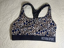 Victoria Sport Leopard Print Sports Bra Medium Blue Spots Racerback