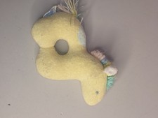 Vintage Eden Yellow Pony Rattle Plush Pastel Terrycloth Baby Toy