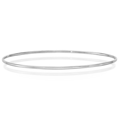 10K Weißgold Slip On Armreif Armband 8 Zoll halbmassiv, poliert für Frauen