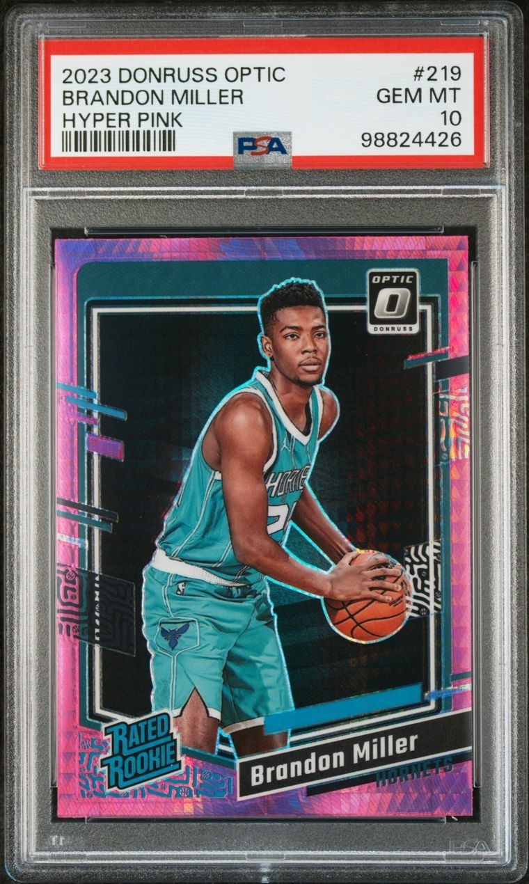 2023-24 Donruss Optic Brandon Miller Rookie RC #219  Hyper Pink Gem Mint PSA 10