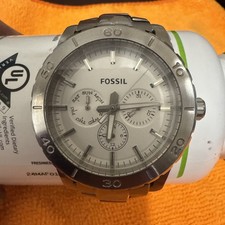 Reloj Fossil BQ1623 tenía cuero marrón ahora correa acero inoxidable batería nueva