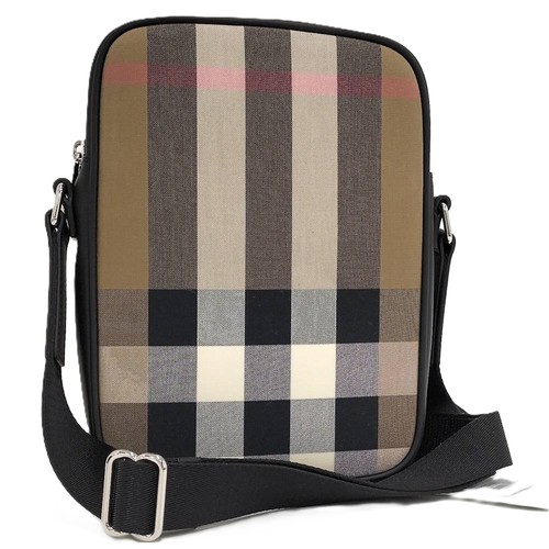 BURBERRY Shoulder Bag Leather Canvas Taupe Brown