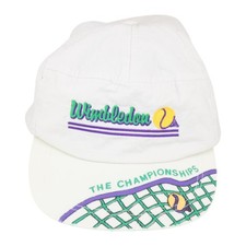 Vintage Wimbledon Cap Mens Size O/S White Tennis Retro 90s Championships
