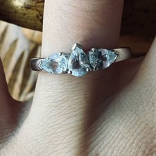 Natural Aquamarine Sterling Silver Ring Size 8