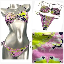 Victoria's Secret Paradise Pink Ring Ruched Top String Bikini Bottom Swim Set S
