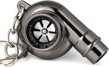 Creative Spinning New Chrome Polished Gunmetal Black Turbo Turbocharger Keychain