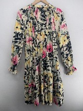 LAUREN RALPH LAUREN Dress 8 M Floral Cotton Voile Fit & Flare Tiered Off White