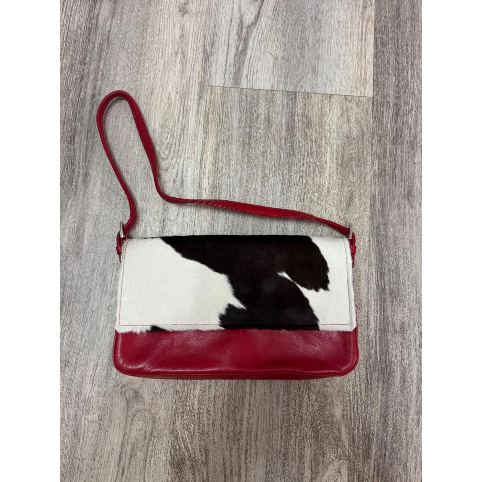 Bolso de Mano Colección Neiman Marcus Cuero de Vaca Borde Cuero Rojo Hecho en Canadá De Colección Foto 2 de 4