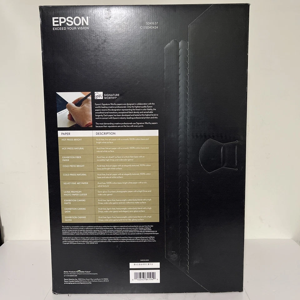 EPSON Velvet Fine Art Paper (S041637, Textured Matte, 13"x19") - Image 2 of 4