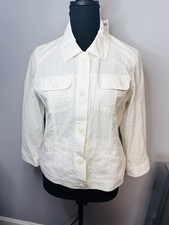 NWT Chico s Diane White Cotton Eyelet Jacket Size 1 M 8