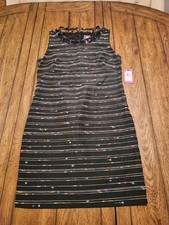 Vince Camuto Ladies Sleeveless Black Striped Multi Color Sleeveless Dress NWT 6 