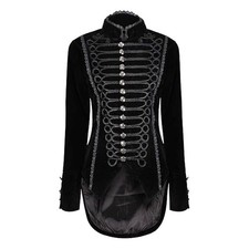 Women Gothic Velvet Tailcoat Victorian Jacket Steampunk Emo Vintage Corset Coat