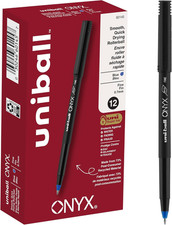 Sanford Uniball Onyx Roller Stick Pen, 0.7Mm Fine, Blue Ink, Dozen 60145 