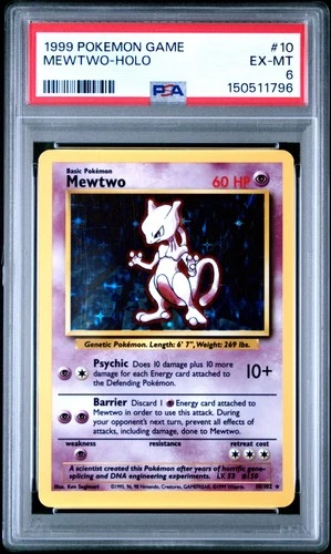 1999 POKEMON BASE SET UNLIMITED #10 MEWTWO-HOLO PSA 6