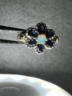 Victorian Style Marked 375 Solid 9k White Gold Sapphire Opal Floral Ring 4.4gSZ6 — photo 2
