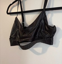 Miss Selfie Black Faux Leather Bustier top adjustable Strap Size Small