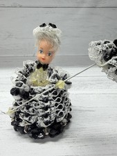 Vintage Kitsch Beaded Safety Pin Dolls with Rubber Heads   Collectible