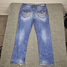 Salvage Jeans Mens 34x31 Blue Relaxed Straight Anarchy 17 Distressed Denim