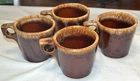 4 Vintage Hull Oven Proof Pottery Brown Drip Glaze Coffee Cup Mugs Set USA, EUC!