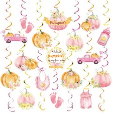 72 Pcs Pink Girl Little Pumpkin Baby Shower Decorations Thanksgiving Fall a L...