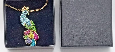 Sterling Silber 925 Swarovski Kristall Pfau Vogel Halskette Jacmel Mauritius NEU