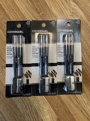 Covergirl Easy Breezy Brow Draw Fill+Define Eye Brow Pencil #500 Black Lot of 3