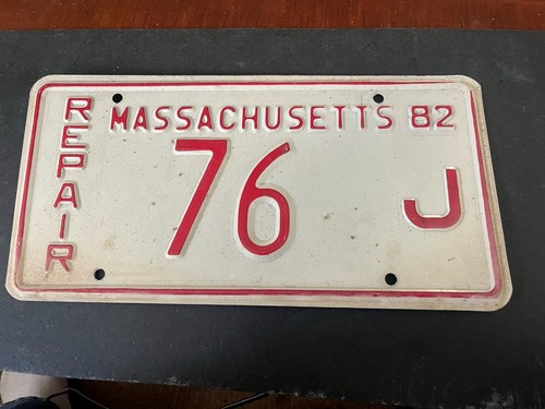 #76 Low Digit Massachusetts License Plate Tag 1982 82 MA Repair 76 low digit