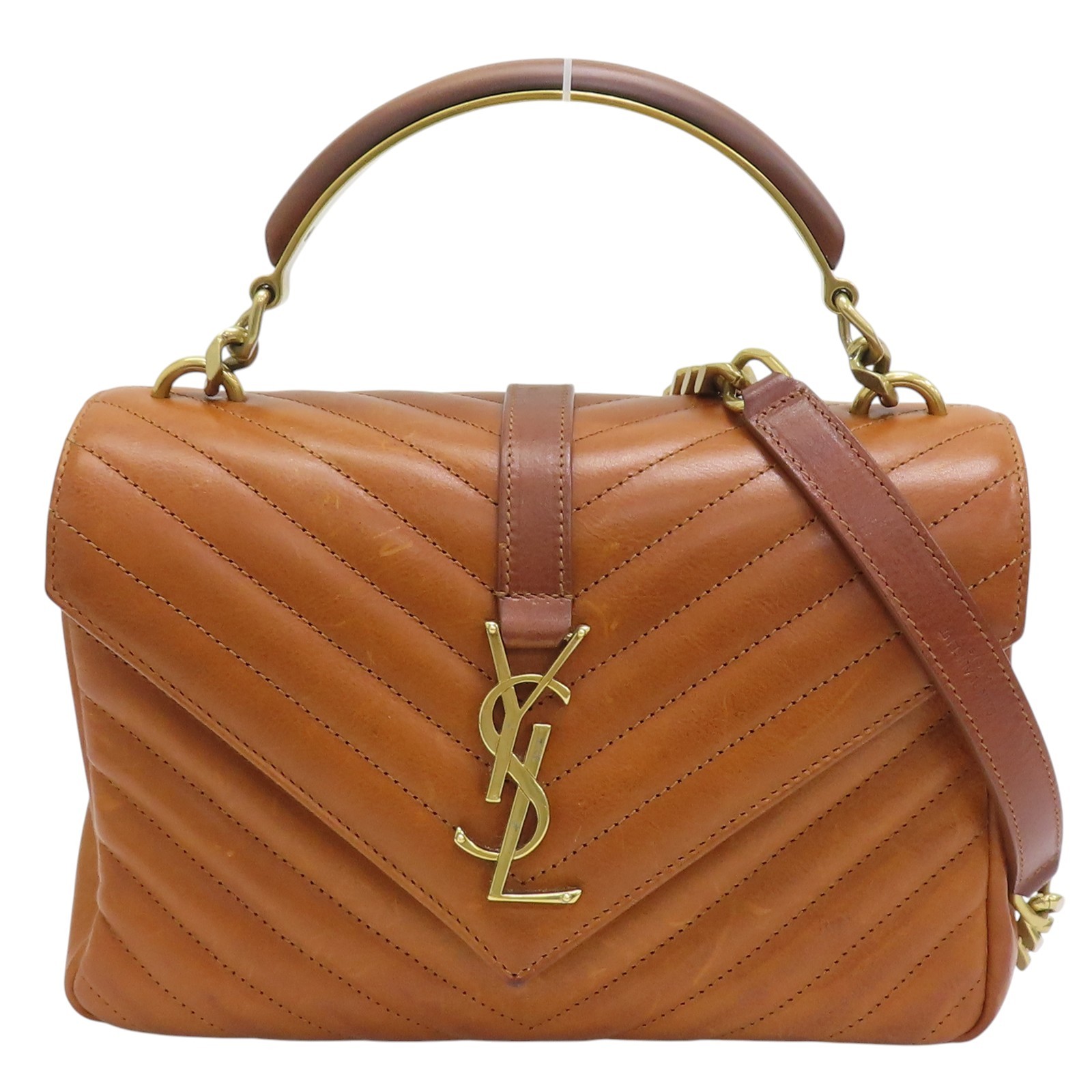 Borsa a tracolla SAINT LAURENT College pelle di vitello marrone 500839