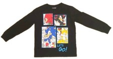 Boy's Size 8 Black Sonic The Hedgehog Long Sleeve Shirt Tails Knuckles Shadow