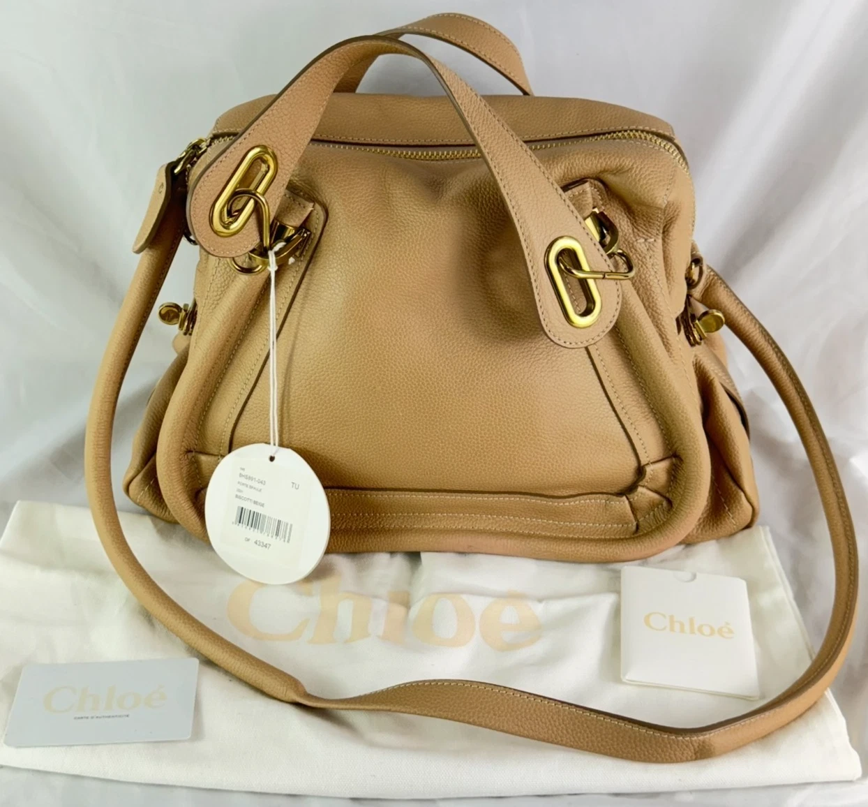 Chloe — CHLOE Paraty 8HS891 043 Shoulder Bag Handbag Biscotti Beige Leather