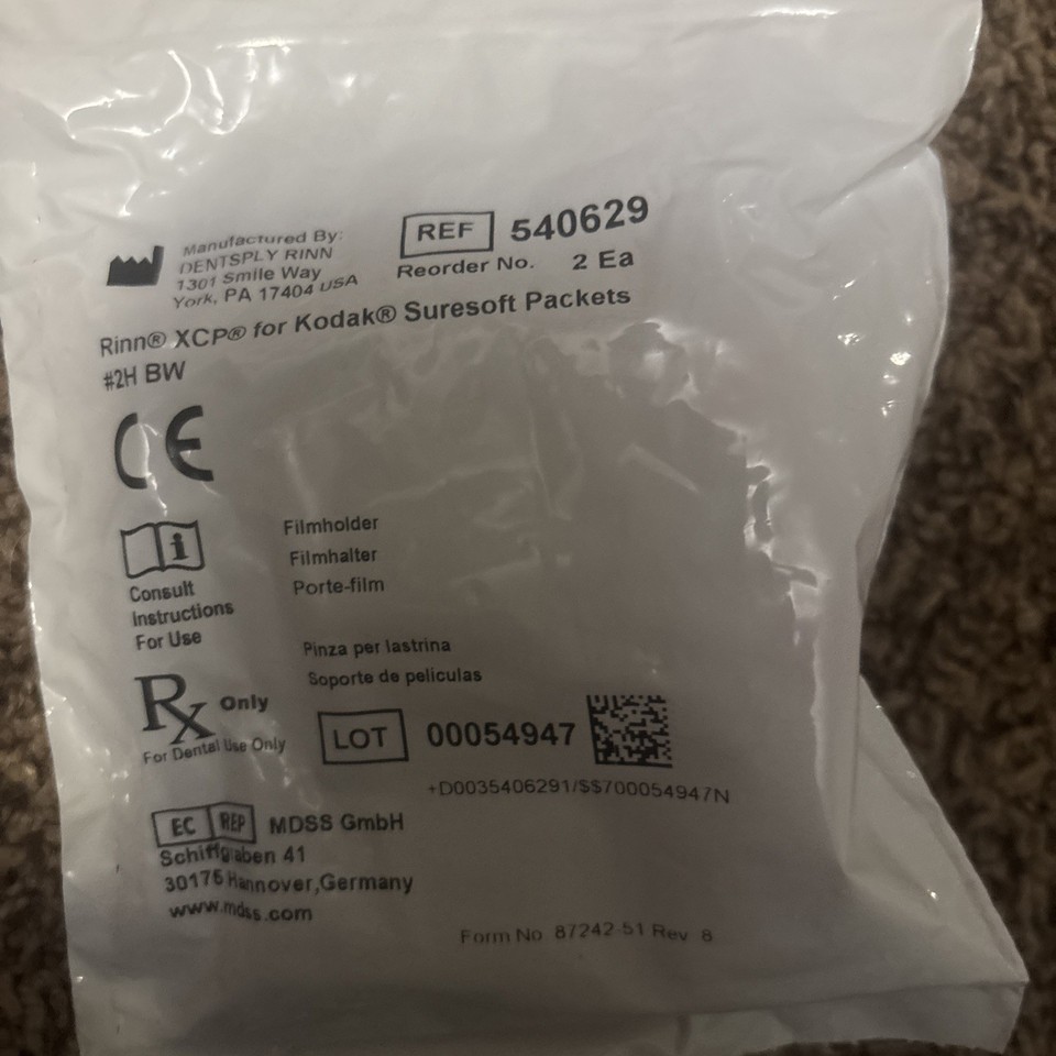 Dentsply Rinn Xcp For Kodak Suresoft Packets #2H BW 2 Pack Red 540629 ...