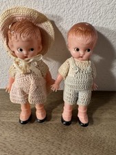 Knickerbocker Plastic Doll Set Boy Girl All Original