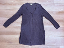 J Jill Sweater Womens M Blue Linen Blend Button Up Knit Long Duster Cardigan