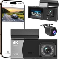 4K Dash Cam Front and Rear Dual Dash Camera WIFI GPS With 32GB SD Card
