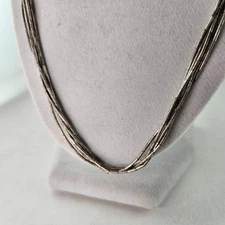 Sterling Liquid Silver 5 Strands Necklace Southwest 20.4g 25 inch [8710]