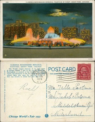 Chicago Stadtteilansicht CLARENCE BUCKINGHAM MEMORIAL FOUNTAIN GRANT PARK 1929