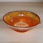 Vintage 2 GLASS BOWLS CARNIVAL  Jeanette STARBURST DESIGN Amber Marigold 9"