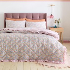 Catherine Lansfield Darcy Floral Reversible 220x230cm Bedspread Pink