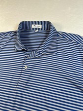 Peter Millar Polo Shirt Mens XL Blue Gray Stripe Summer Comfort Golf Performance