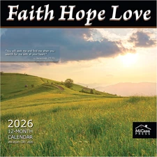 Faith Hope Love 2026 Wall Calendar 12 Month | 12" X 24" Open | Thick & Sturdy Pa