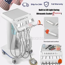 Portable Dental Mobile Delivery Unit Cart System Air Compressor Suction 4Hole